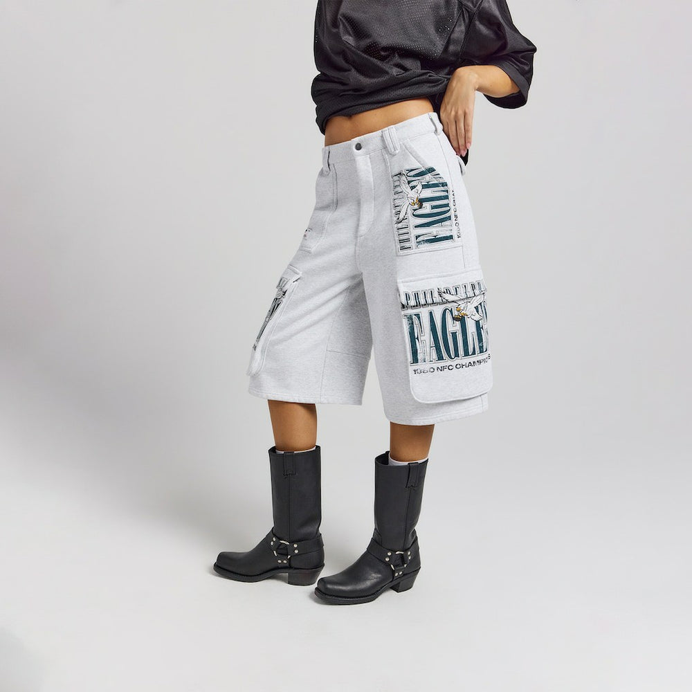 Philadelphia Eagles Off Season x NFL Women's Fleece Cargo Shorts - Heather Gray for sale