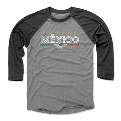 Mexico National Team 500 Level Inline 3/4-Sleeve Tri-Blend Baseball T-Shirt - Black/Heather Gray for sale