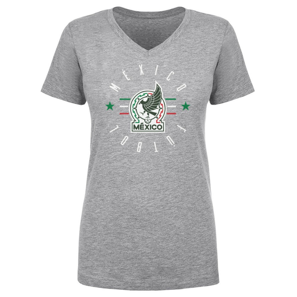 Mexico National Team 500 Level Women's Futbol V-Neck T-Shirt - Heather Gray discount