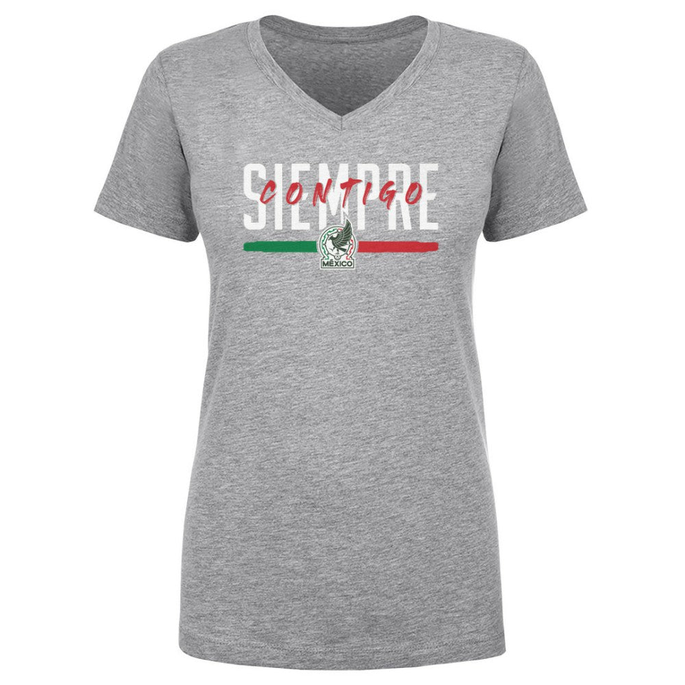 Mexico National Team 500 Level Women's Siempre Contigo V-Neck T-Shirt - Heather Gray online