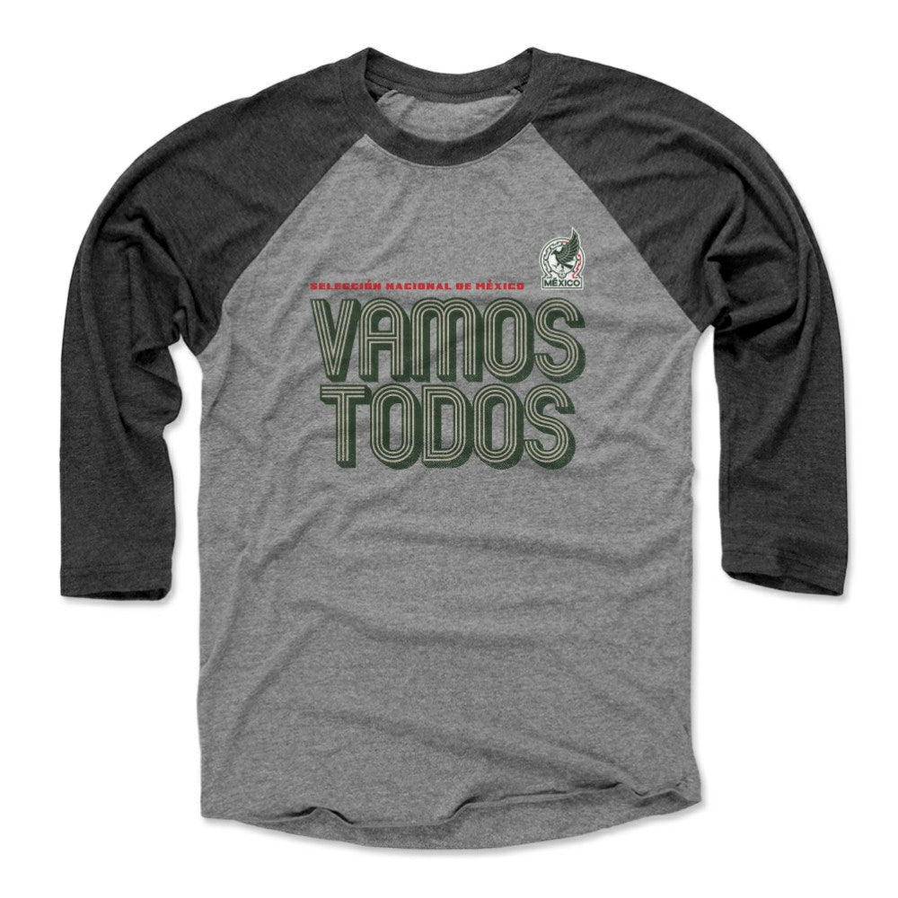 Mexico National Team 500 Level Vamos Todos Inline Bold 3/4-Sleeve Tri-Blend Baseball T-Shirt - Heather Gray/Black sale