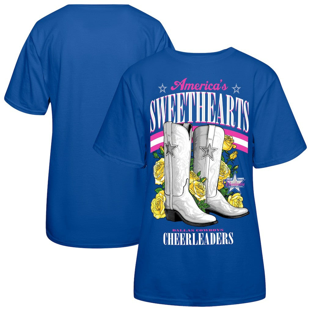 Dallas Cowboys Cheerleaders Women's Sweetheart Boots T-Shirt - Royal cheap