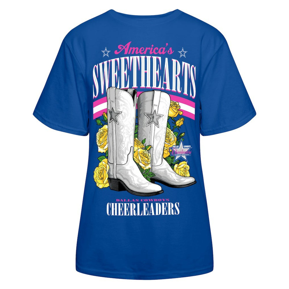Dallas Cowboys Cheerleaders Women's Sweetheart Boots T-Shirt - Royal cheap