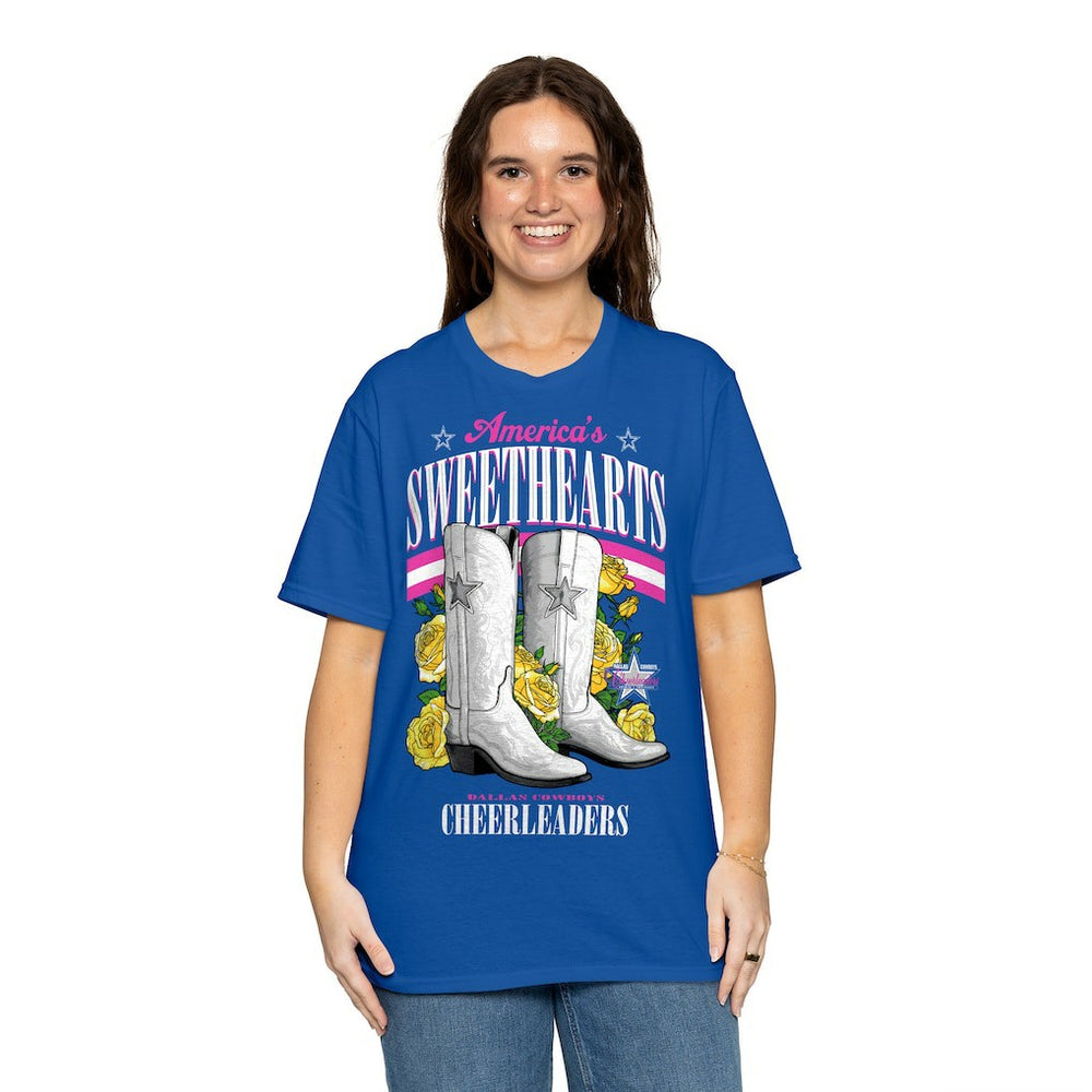 Dallas Cowboys Cheerleaders Women's Sweetheart Boots T-Shirt - Royal cheap