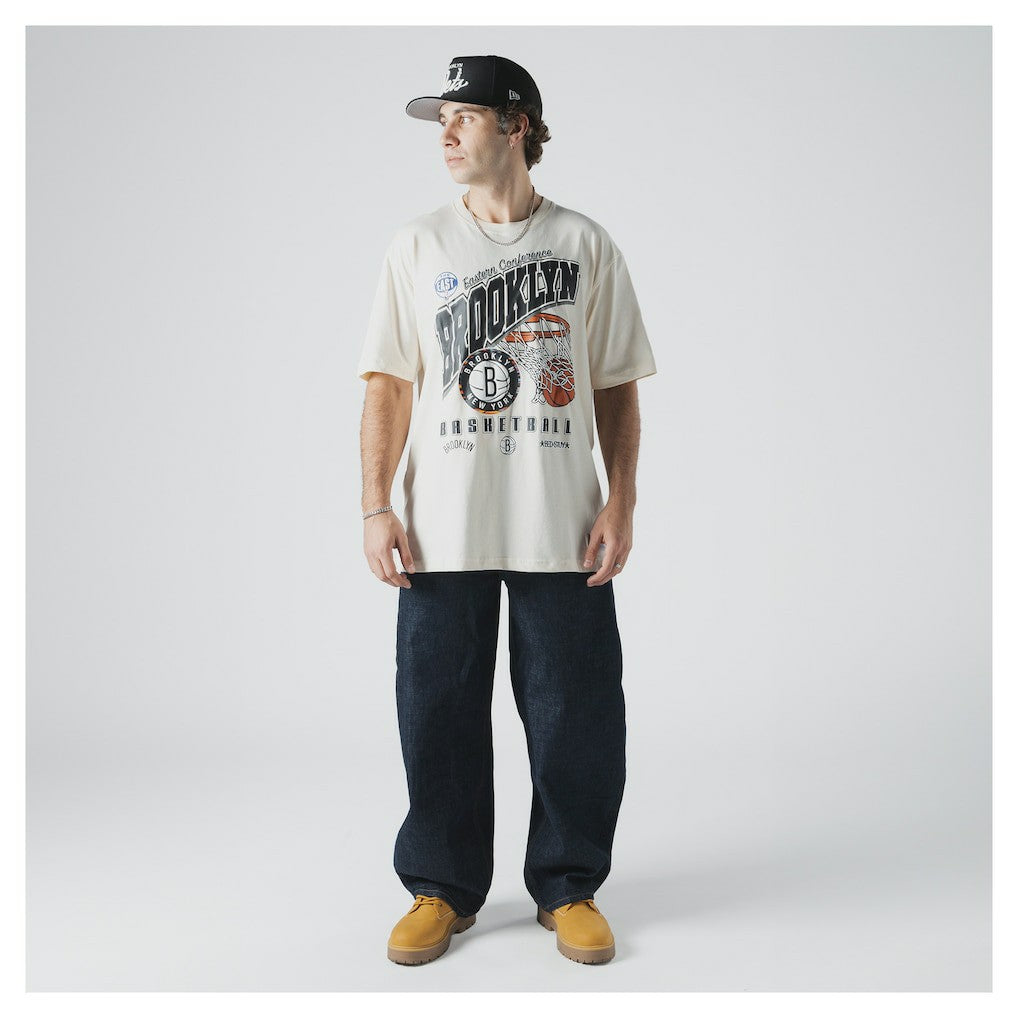 Brooklyn Nets Oversized City Edition Remix Vintage T-Shirt - Cream cheap
