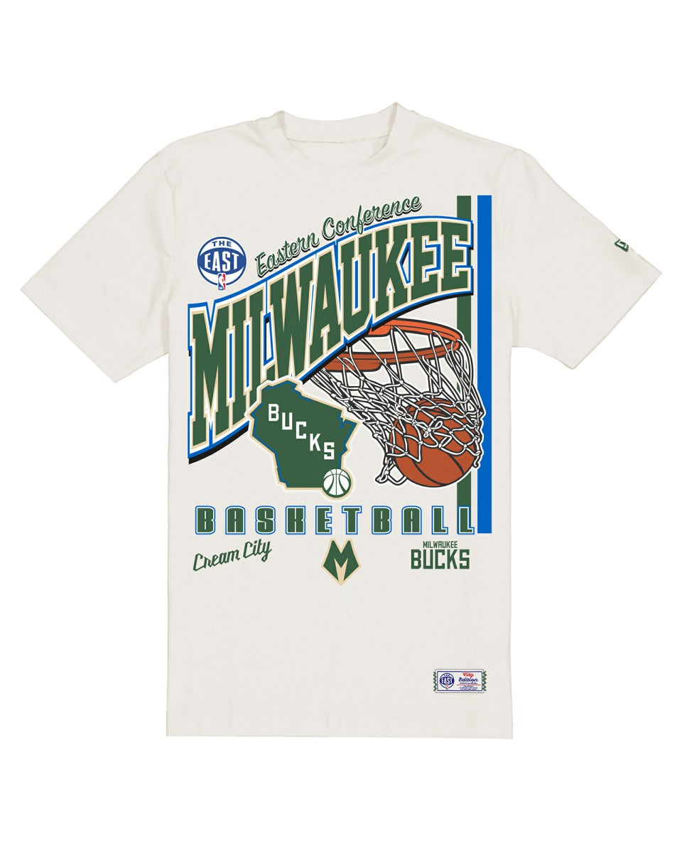 Milwaukee Bucks Oversized City Edition Remix Vintage T-Shirt - Cream on sale