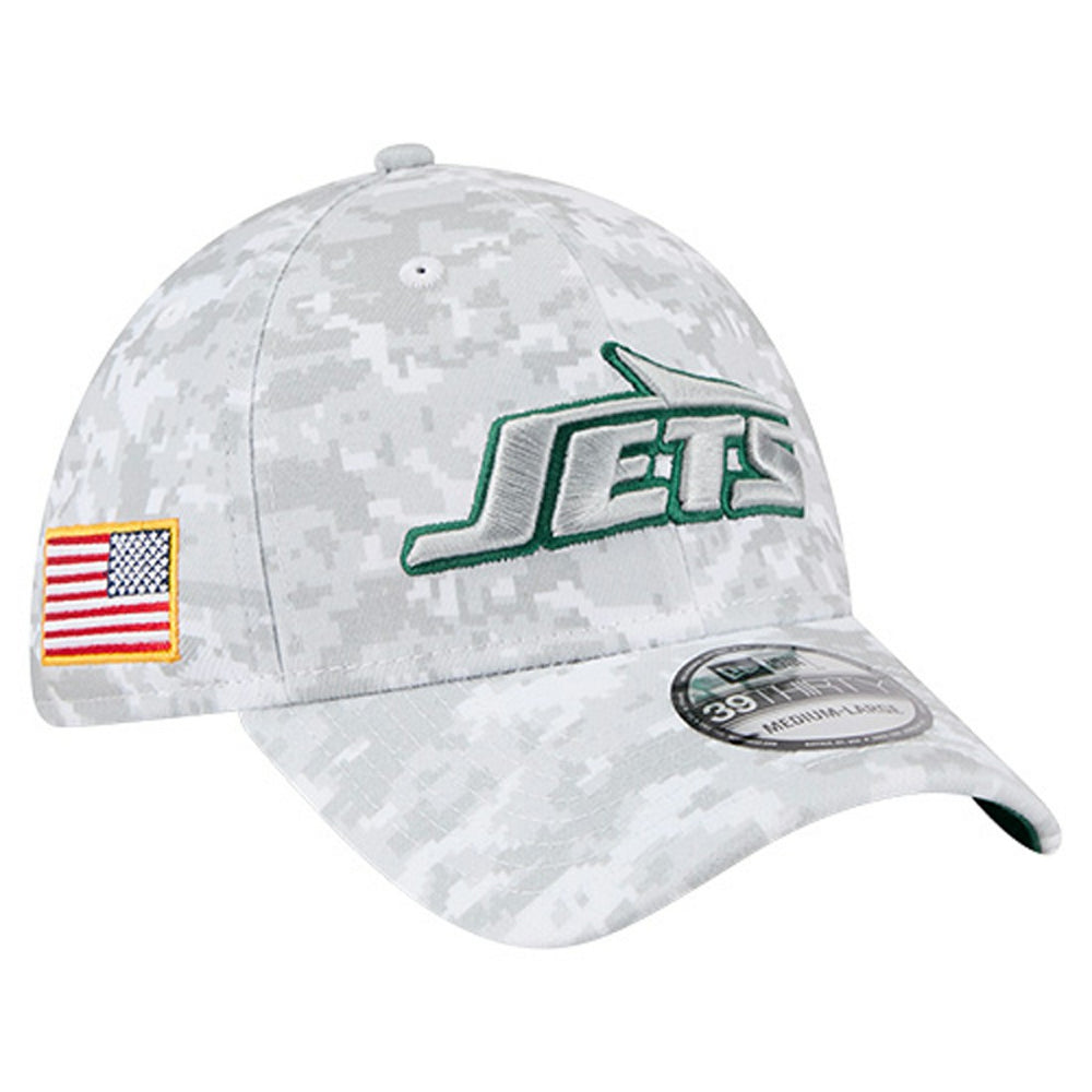 New York Jets New Era 2025 Salute to Service Digital Camo Fan Pack 39THIRTY Flex Hat - White sale