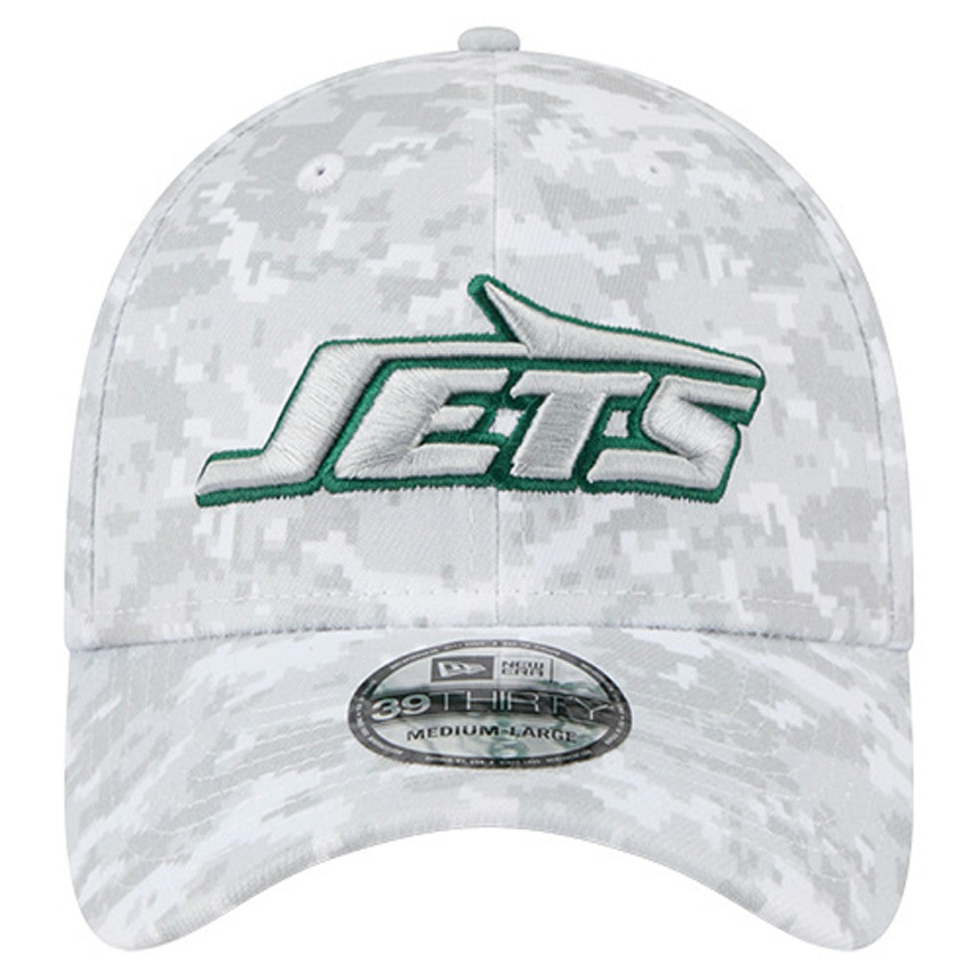 New York Jets New Era 2025 Salute to Service Digital Camo Fan Pack 39THIRTY Flex Hat - White sale