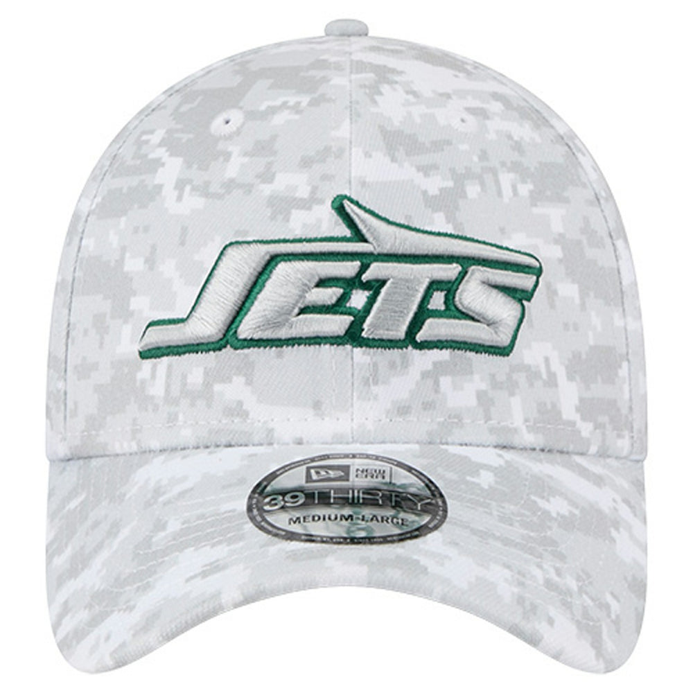 New York Jets New Era 2025 Salute to Service Digital Camo Fan Pack 39THIRTY Flex Hat - White sale