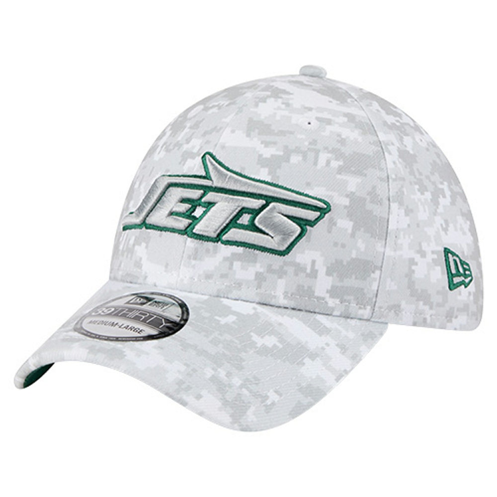 New York Jets New Era 2025 Salute to Service Digital Camo Fan Pack 39THIRTY Flex Hat - White sale