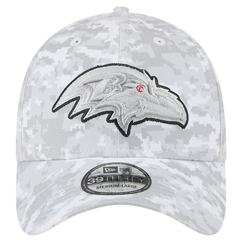Baltimore Ravens New Era 2025 Salute to Service Digital Camo Fan Pack 39THIRTY Flex Hat - White for sale