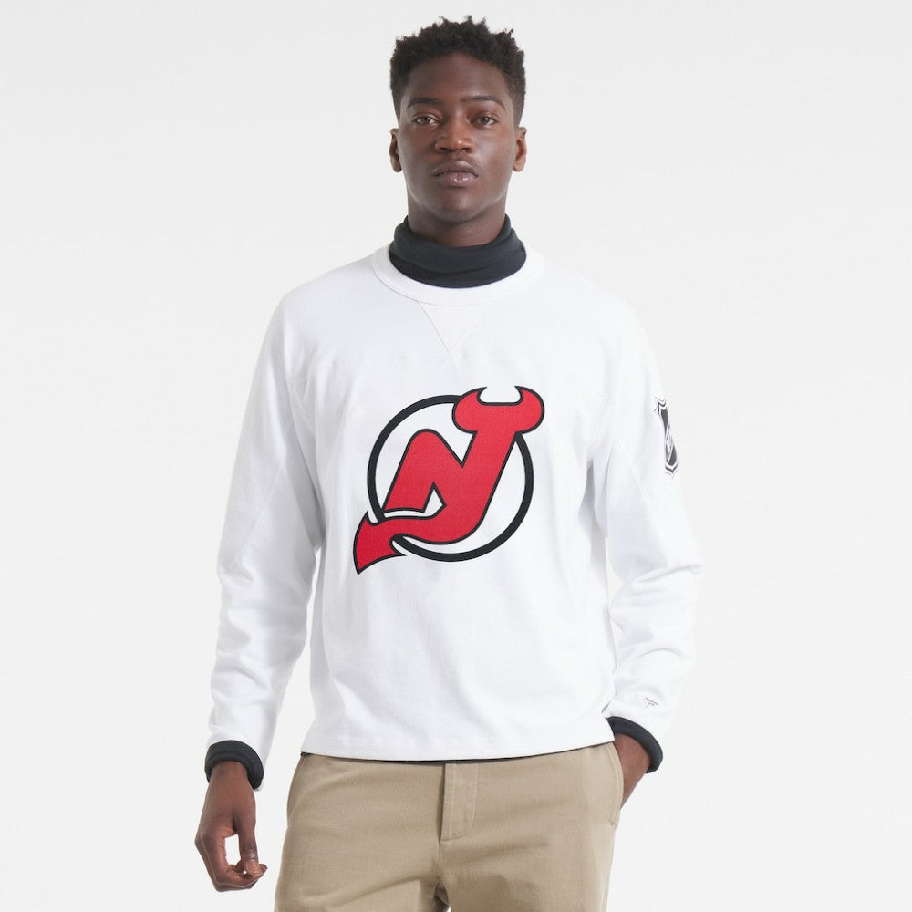 New Jersey Devils Todd Snyder Heavyweight Long Sleeve Jersey Style T-Shirt - White T-shirts