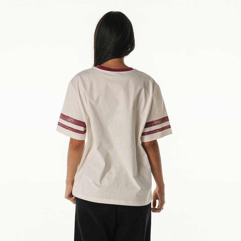 Washington Commanders The Wild Collective Women's Vintage Drop Shoulder Oversized Boyfriend T-Shirt - Cream on sale