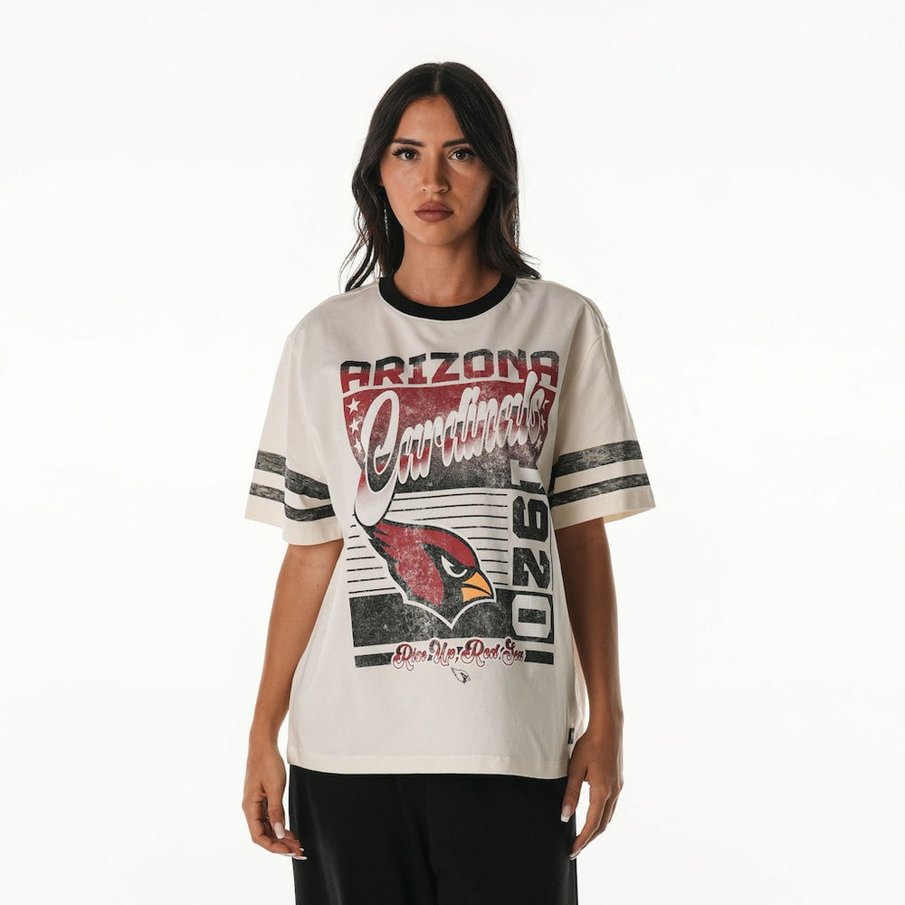 Arizona Cardinals The Wild Collective Women's Vintage Drop Shoulder Oversized Boyfriend T-Shirt - Cream discount