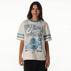 Detroit Lions The Wild Collective Women's Vintage Drop Shoulder Oversized Boyfriend T-Shirt - Cream on sale