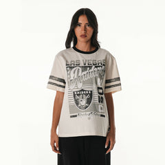 Las Vegas Raiders The Wild Collective Women's Vintage Drop Shoulder Oversized Boyfriend T-Shirt - Cream discount