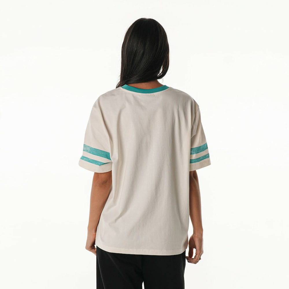 Miami Dolphins The Wild Collective Women's Vintage Drop Shoulder Oversized Boyfriend T-Shirt - Cream outlet