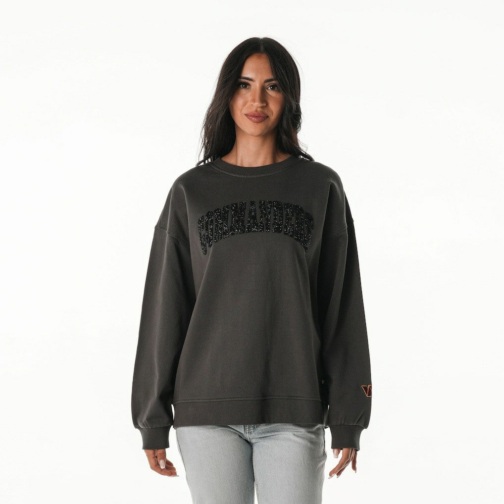 Washington Commanders The Wild Collective Women's Rock Crystal Oversized Crewneck Sweatshirt - Charcoal cheap