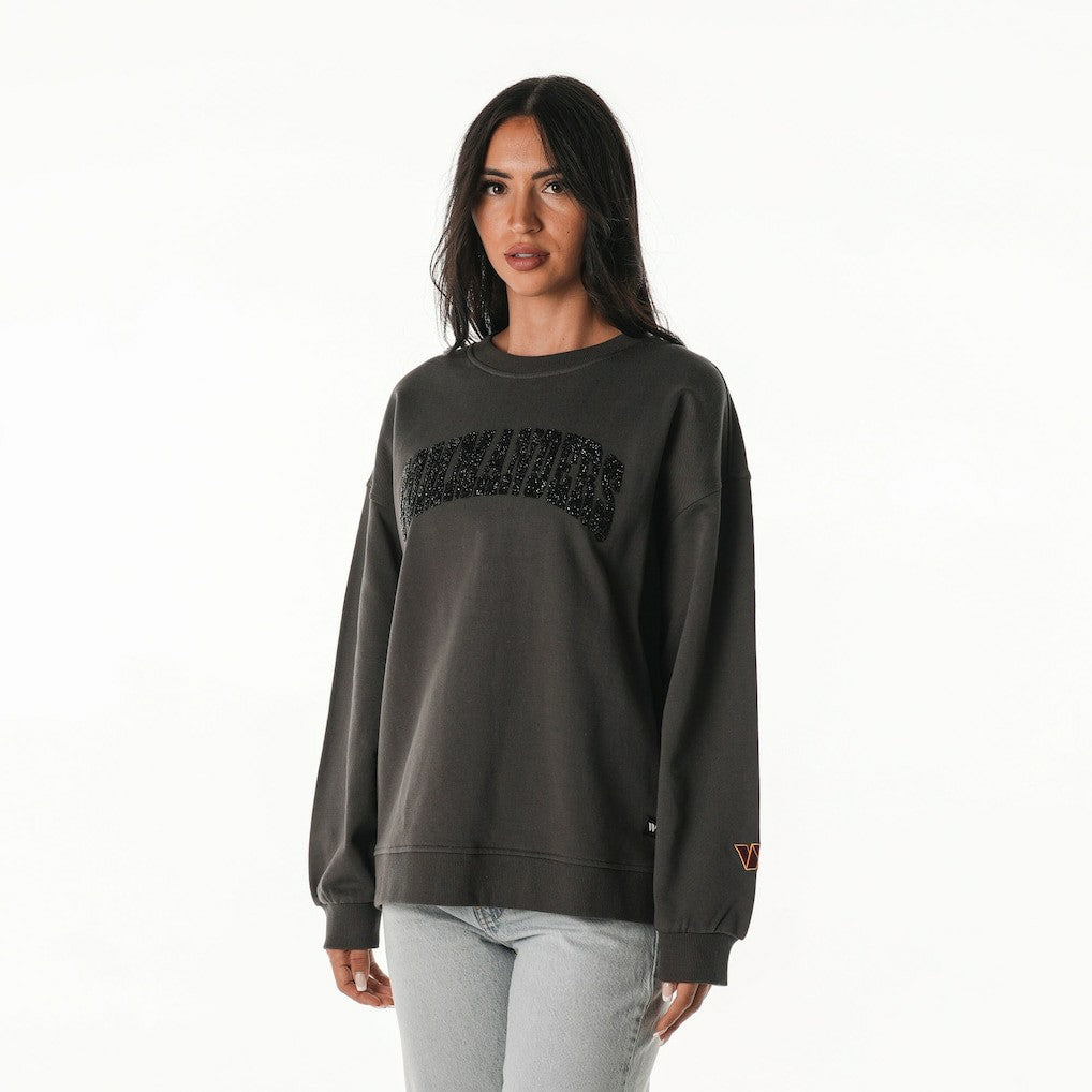 Washington Commanders The Wild Collective Women's Rock Crystal Oversized Crewneck Sweatshirt - Charcoal cheap