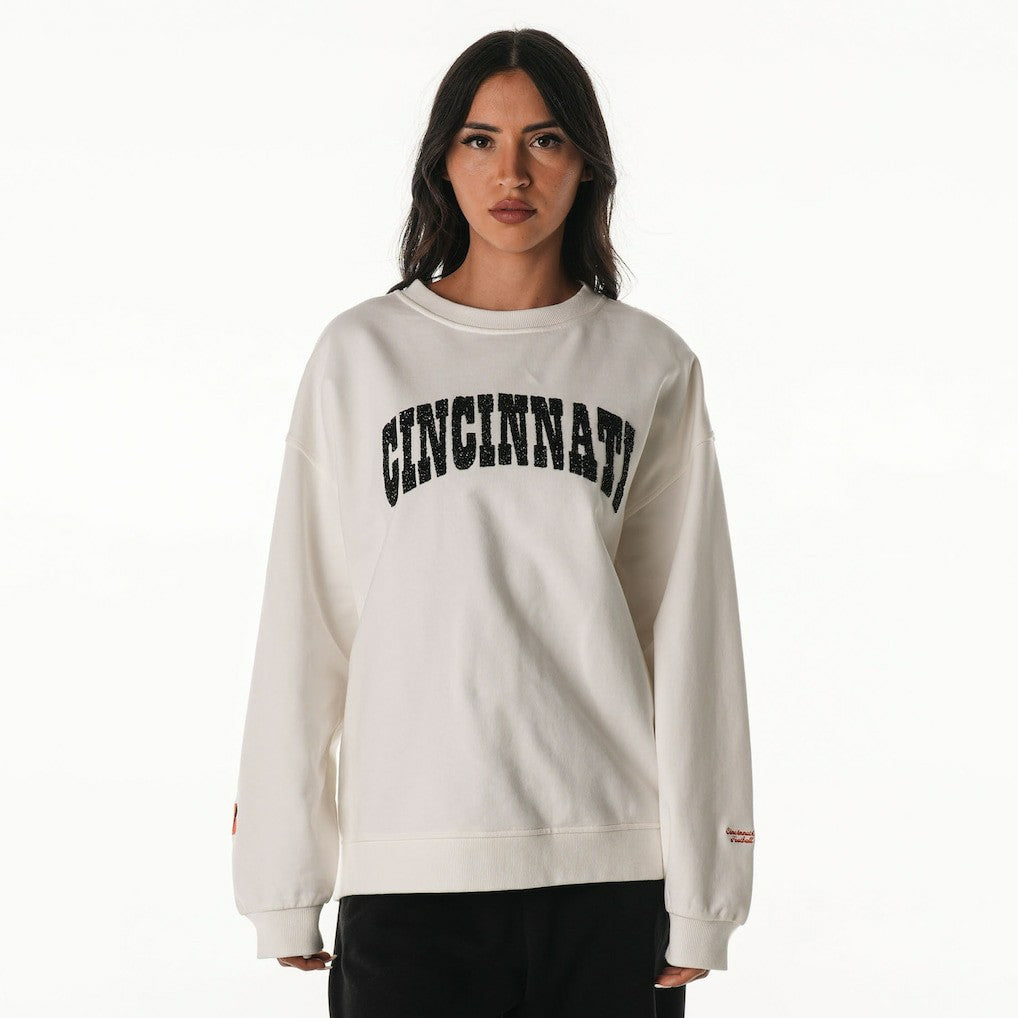Cincinnati Bengals The Wild Collective Women's Rock Crystal Oversized Crewneck Sweatshirt - White outlet