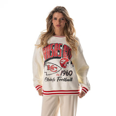 Kansas City Chiefs The Wild Collective Women's Oversized Vintage French Terry Sweatshirt - Cream outlet