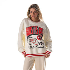 Kansas City Chiefs The Wild Collective Women's Oversized Vintage French Terry Sweatshirt - Cream outlet