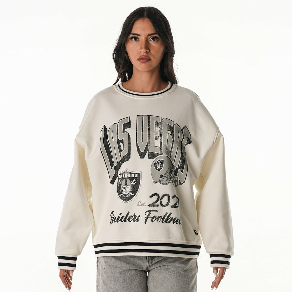 Las Vegas Raiders The Wild Collective Women's Oversized Vintage French Terry Sweatshirt - Cream outlet