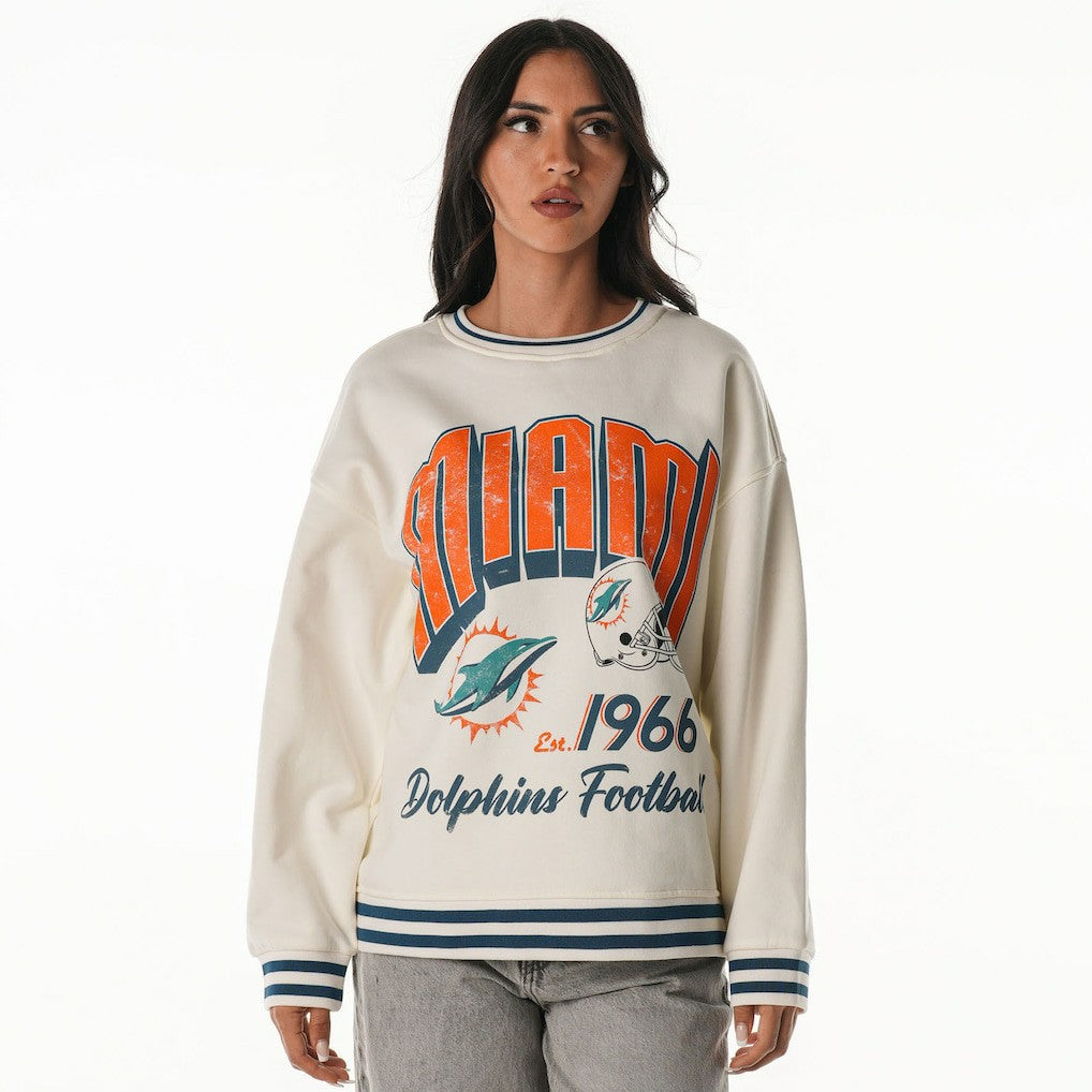 Miami Dolphins The Wild Collective Women's Oversized Vintage French Terry Sweatshirt - Cream sale
