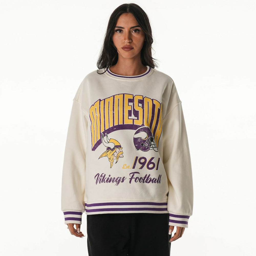 Minnesota Vikings The Wild Collective Women's Oversized Vintage French Terry Sweatshirt - Cream outlet