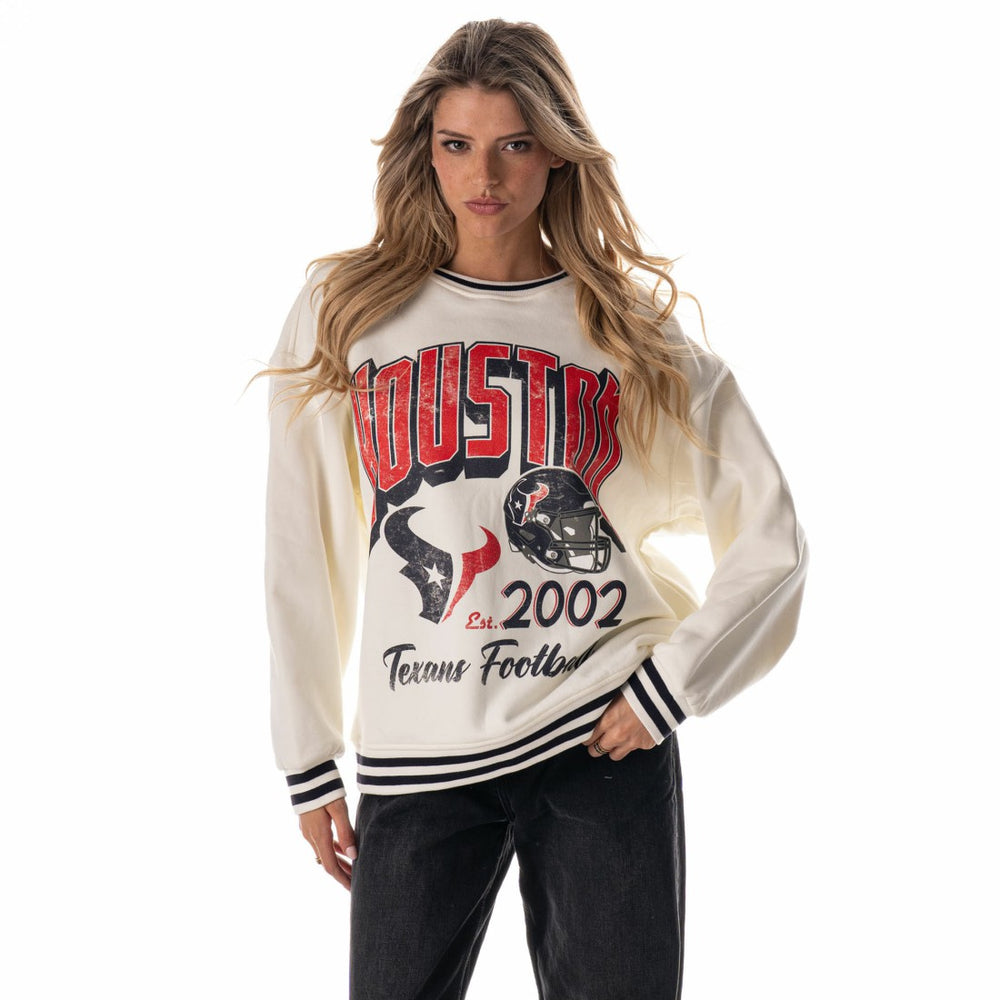 Houston Texans The Wild Collective Women's Oversized Vintage French Terry Sweatshirt - Cream discount
