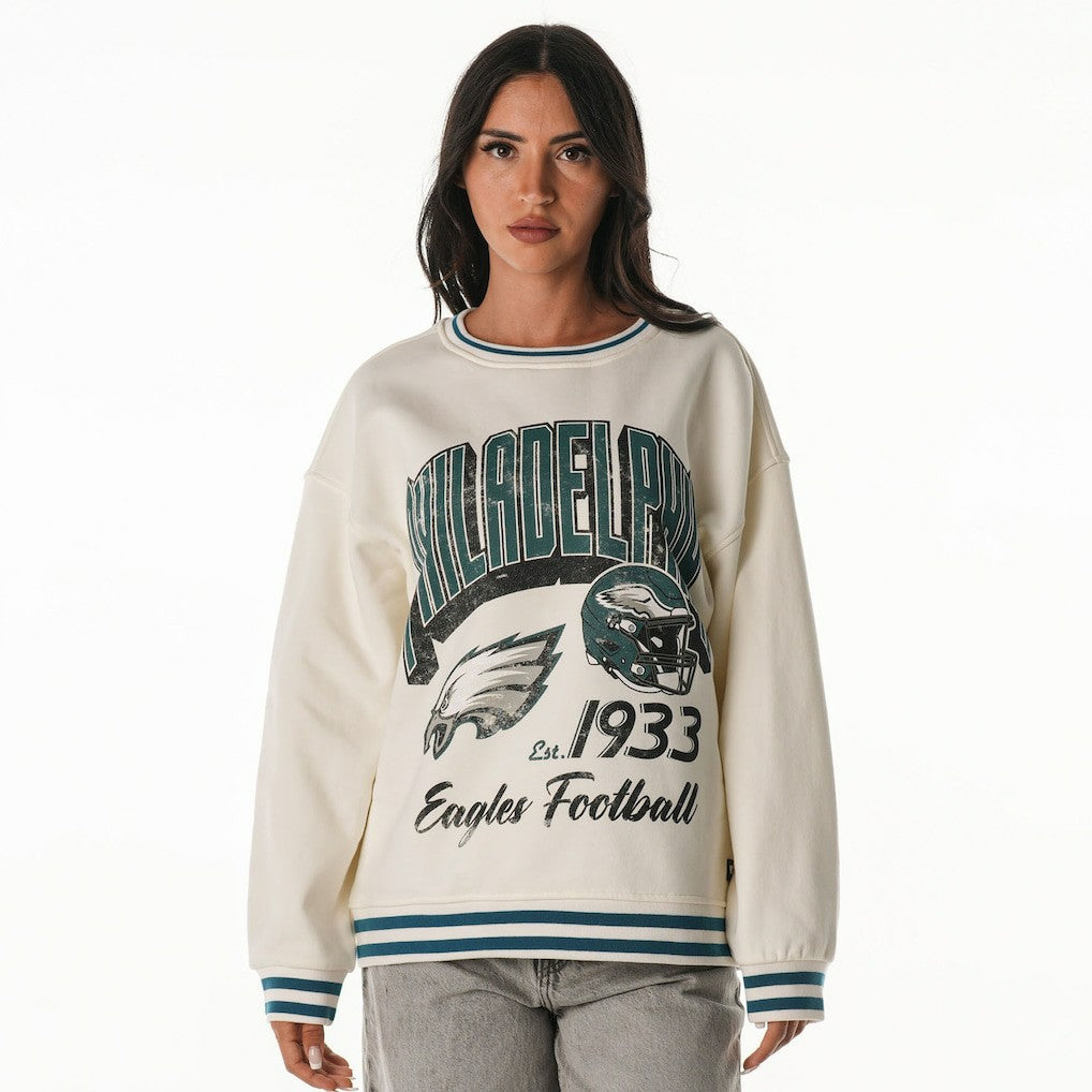 Philadelphia Eagles The Wild Collective Women's Oversized Vintage French Terry Sweatshirt - Cream sale