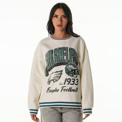 Philadelphia Eagles The Wild Collective Women's Oversized Vintage French Terry Sweatshirt - Cream sale