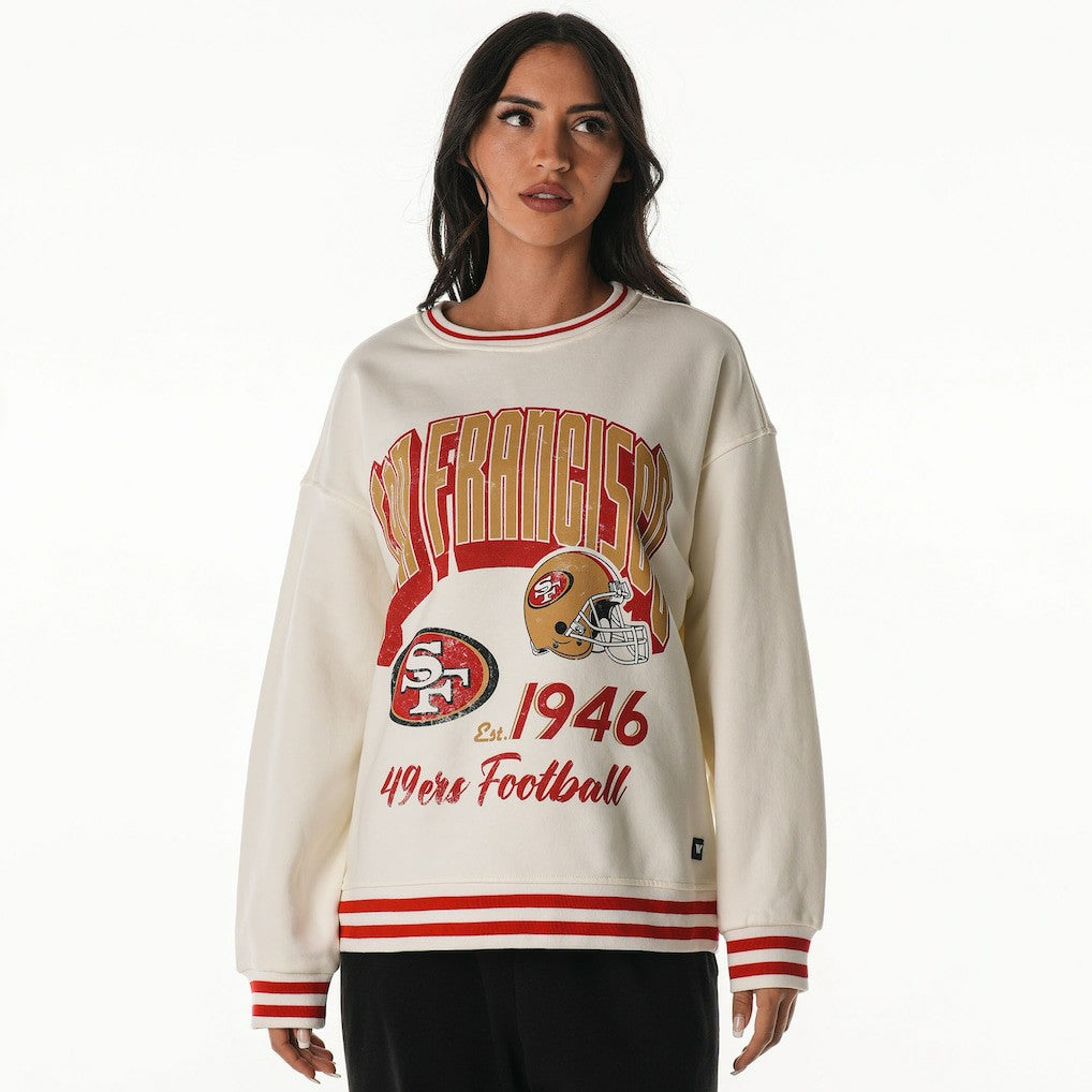 San Francisco 49ers The Wild Collective Women's Oversized Vintage French Terry Sweatshirt - Cream on sale