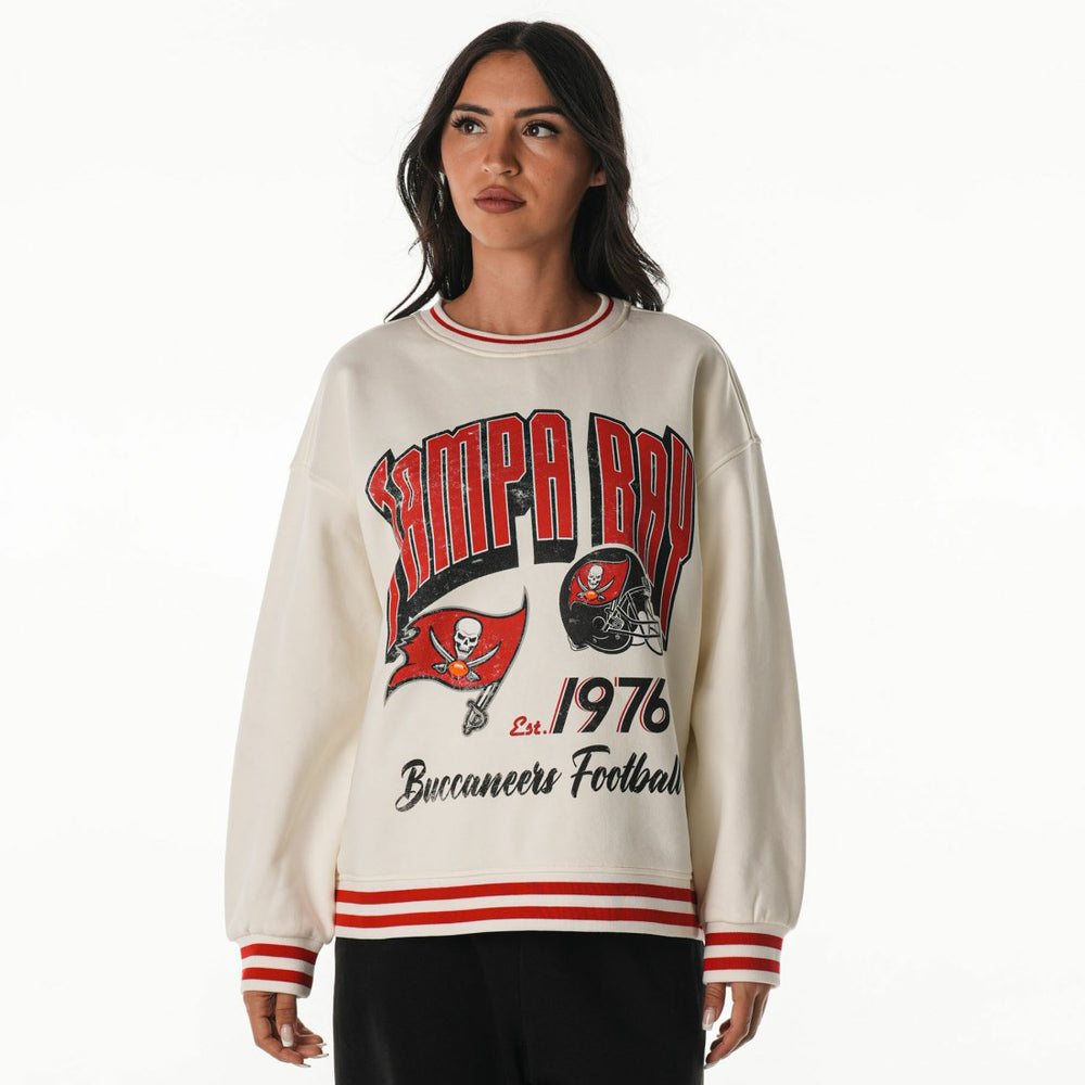 Tampa Bay Buccaneers The Wild Collective Women's Oversized Vintage French Terry Sweatshirt - Cream discount