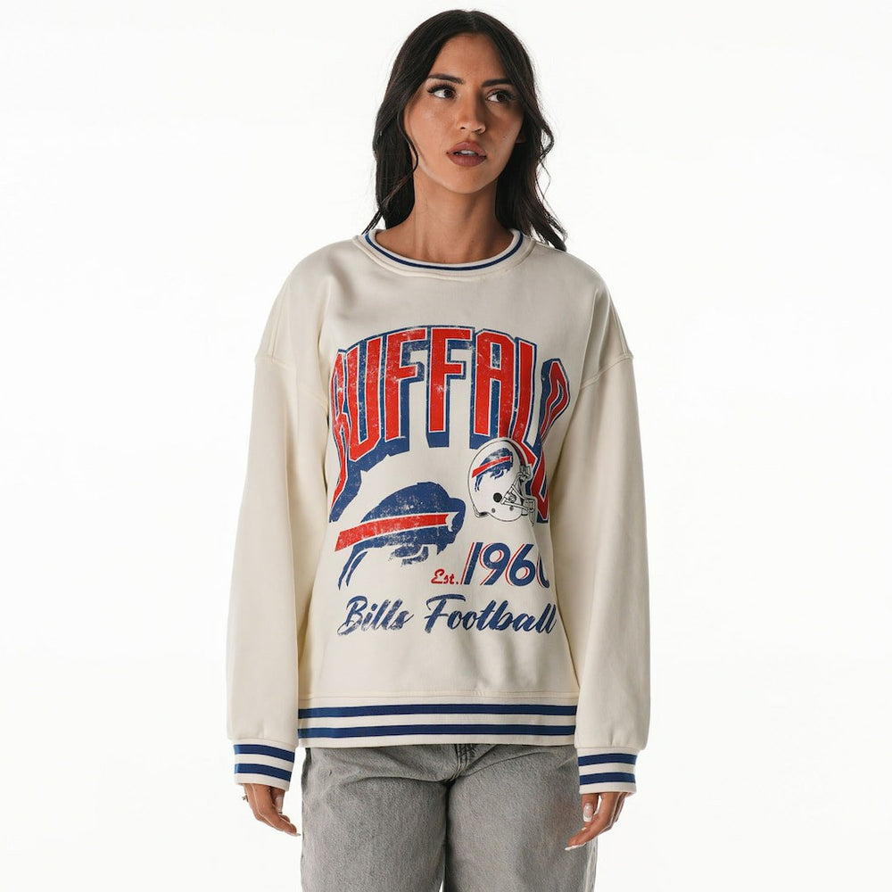 Buffalo Bills The Wild Collective Women's Oversized Vintage French Terry Sweatshirt - Cream discount