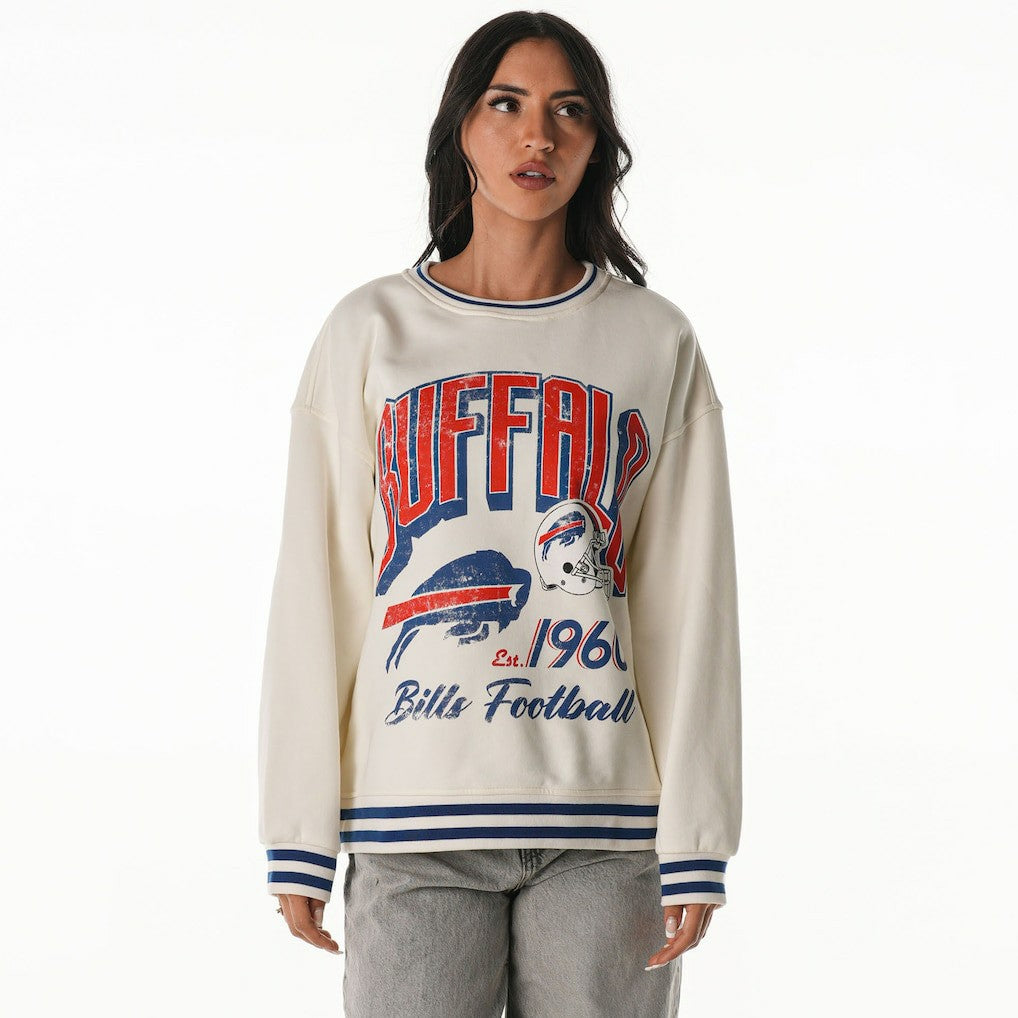 Buffalo Bills The Wild Collective Women's Oversized Vintage French Terry Sweatshirt - Cream discount