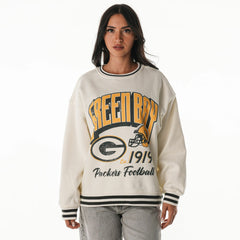 Green Bay Packers The Wild Collective Women's Oversized Vintage French Terry Sweatshirt - Cream on sale