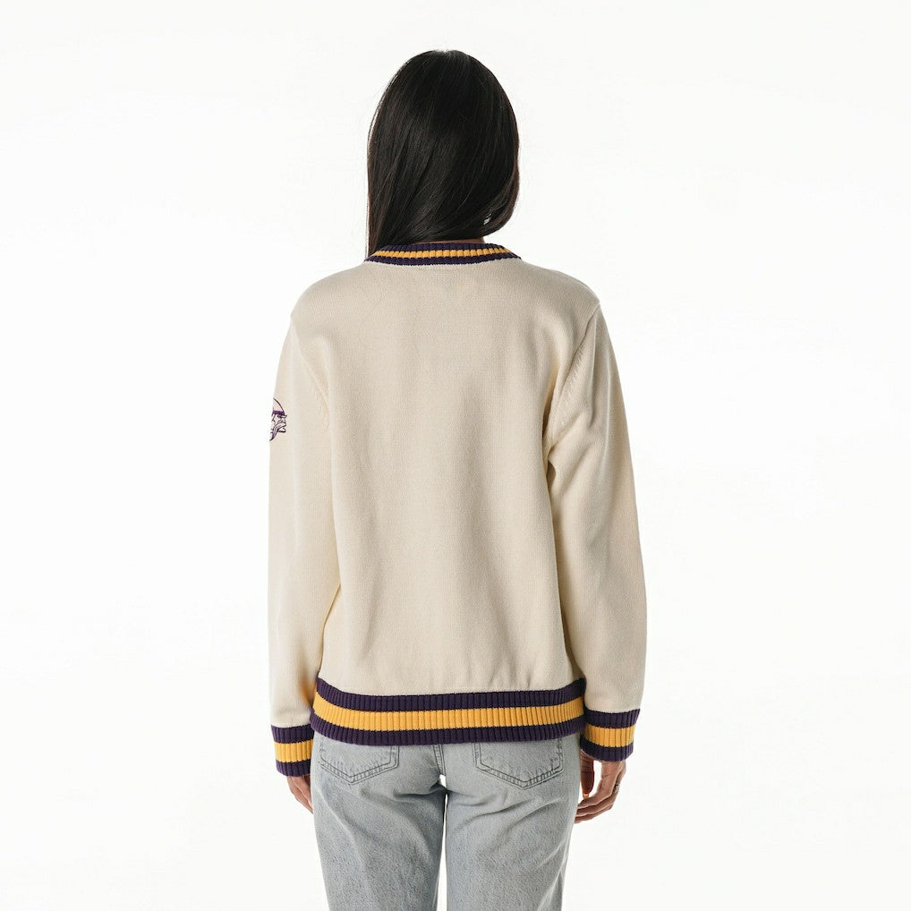 Minnesota Vikings The Wild Collective Women's Jacquard V-Neck Sweater - Cream discount