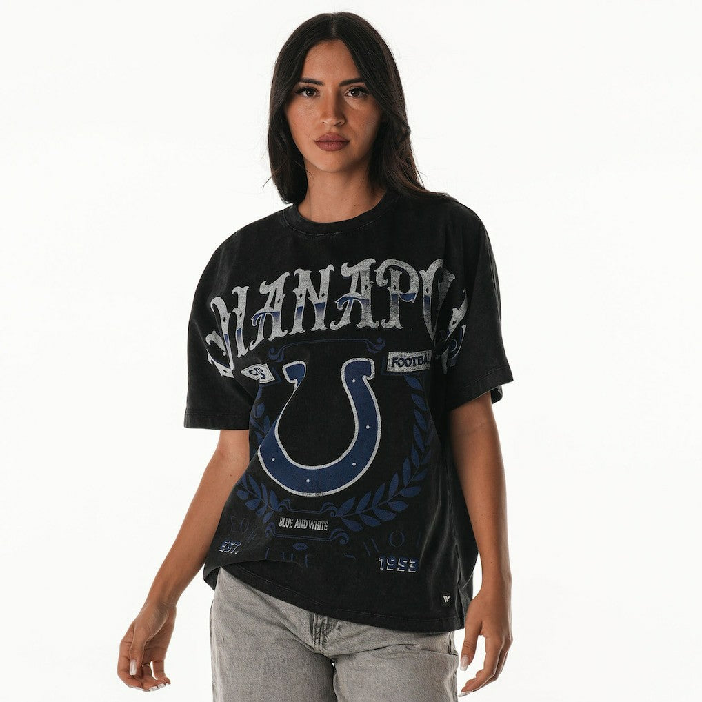 Indianapolis Colts The Wild Collective Women's Laurel Premium Baggy Dolman T-Shirt - Black outlet