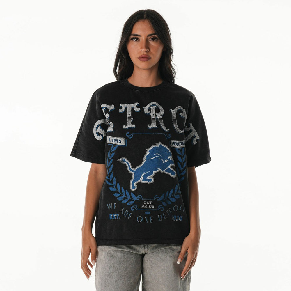 Detroit Lions The Wild Collective Women's Oversized Laurel Graphic Dolman T-Shirt - Black outlet