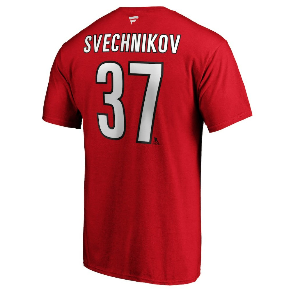 Andrei Svechnikov Carolina Hurricanes Fanatics Authentic Stack Name & Number T-Shirt - Red T-shirts