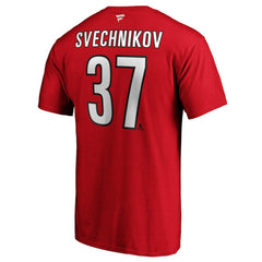 Andrei Svechnikov Carolina Hurricanes Fanatics Authentic Stack Name & Number T-Shirt - Red T-shirts