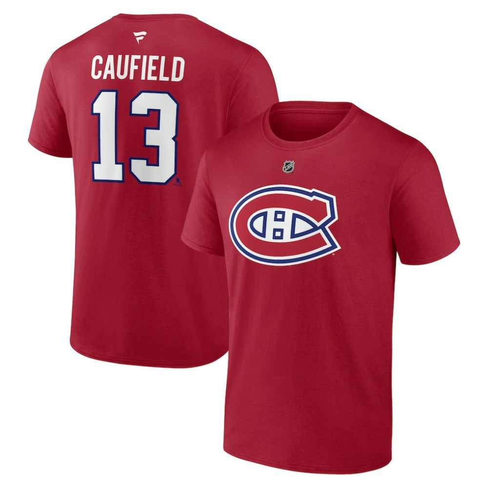 Cole Caufield Montreal Canadiens Fanatics Authentic Stack Name & Number T-Shirt - Red T-shirts