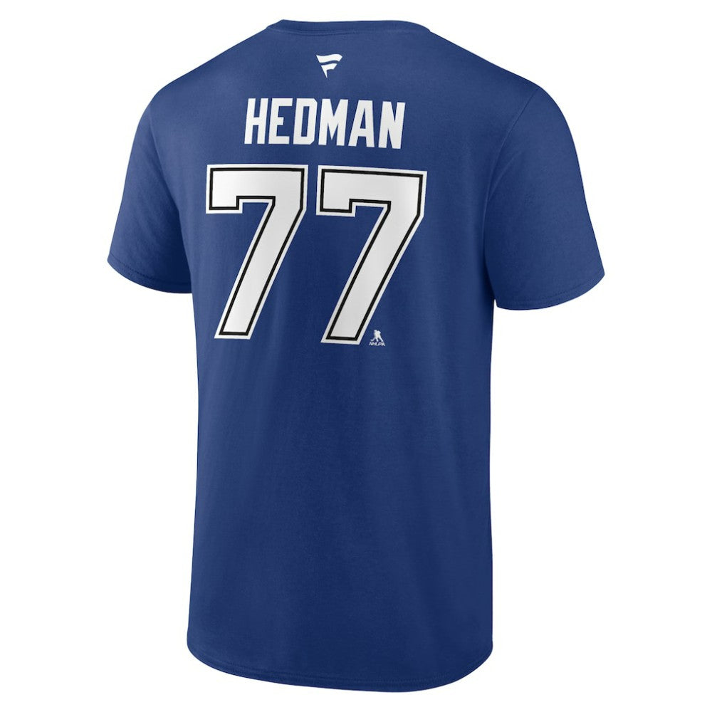 Victor Hedman Tampa Bay Lightning Fanatics Authentic Stack Name & Number T-Shirt - Blue T-shirts