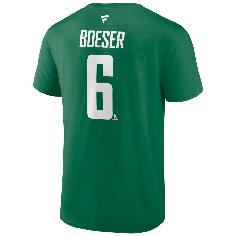 Brock Boeser Vancouver Canucks Fanatics Authentic Stack Name & Number T-Shirt - Green T-shirts