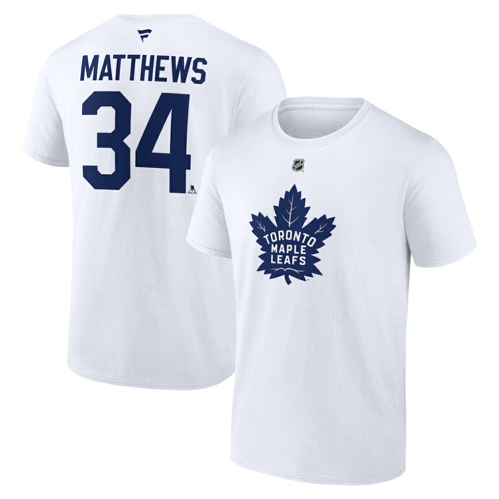 Auston Matthews Toronto Maple Leafs Fanatics Authentic Stack Name & Number T-Shirt - White T-shirts