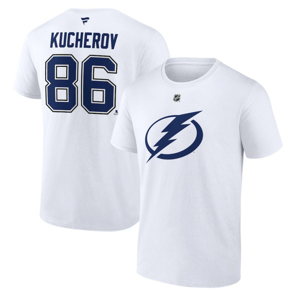 Nikita Kucherov Tampa Bay Lightning Fanatics Authentic Stack Name & Number T-Shirt - White T-shirts