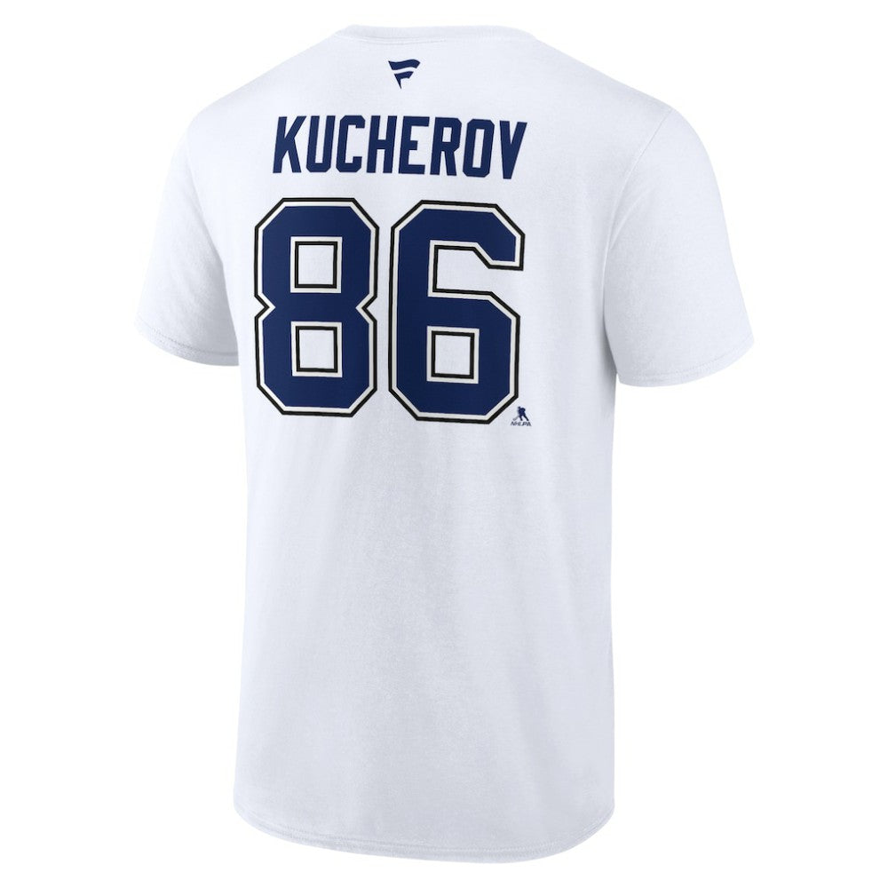 Nikita Kucherov Tampa Bay Lightning Fanatics Authentic Stack Name & Number T-Shirt - White T-shirts