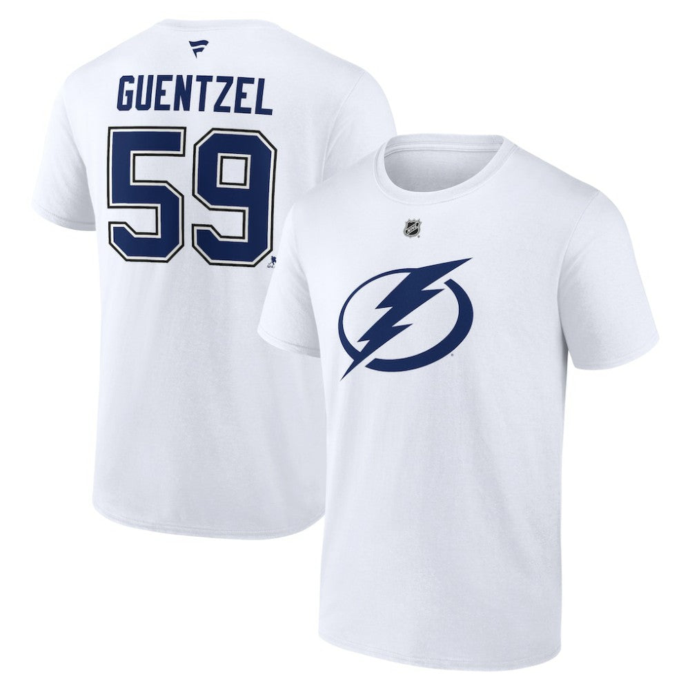 Jake Guentzel Tampa Bay Lightning Fanatics Authentic Stack Name & Number T-Shirt - White T-shirts
