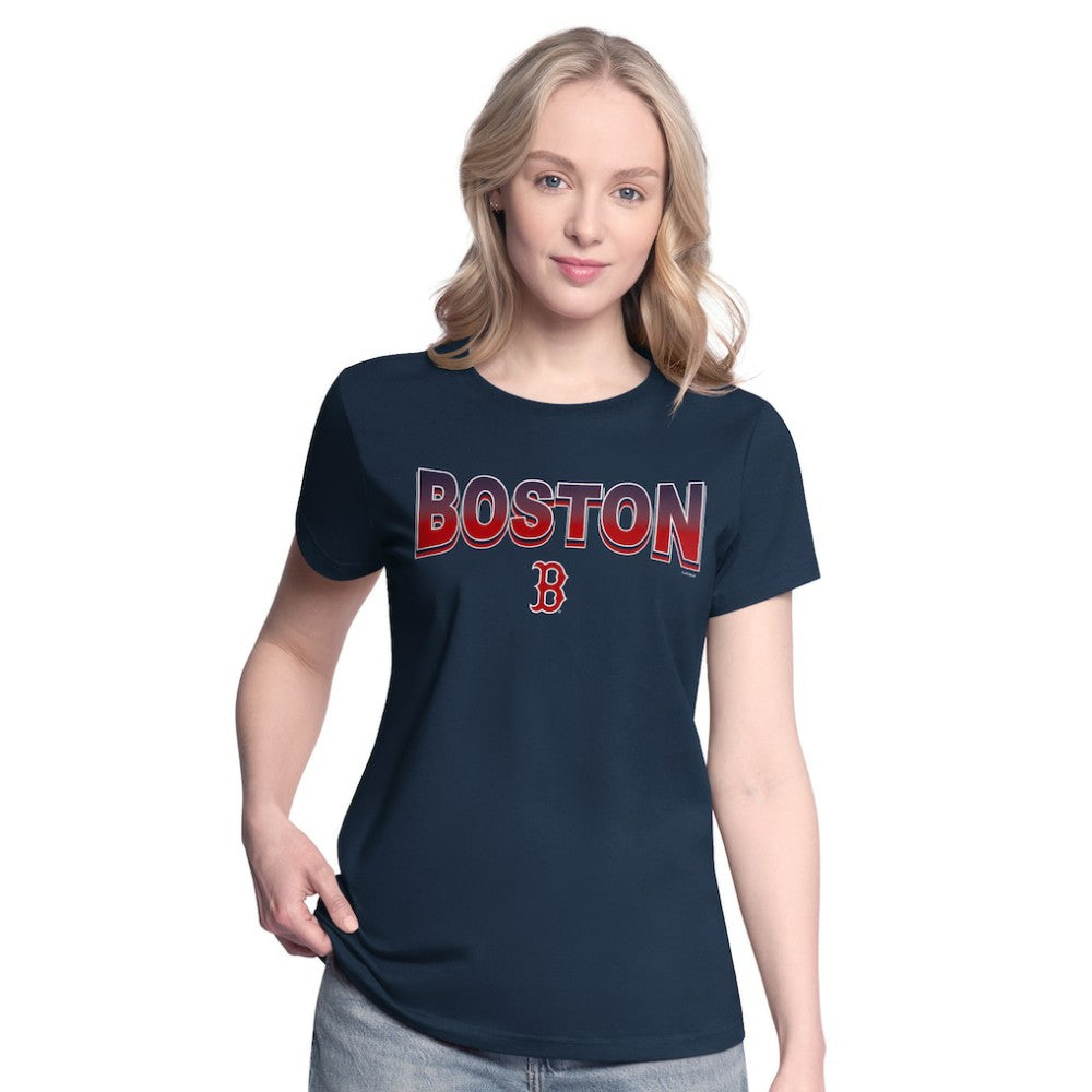 Boston Red Sox G-III 4Her by Carl Banks Women's T-Shirt and Hoodie Combo Pack Navy/Bright Heather Ceramic